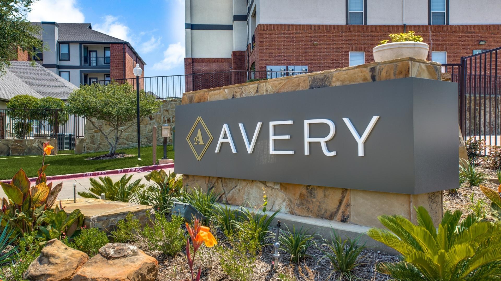 Avery Monument sign after ashcroft capital renovation